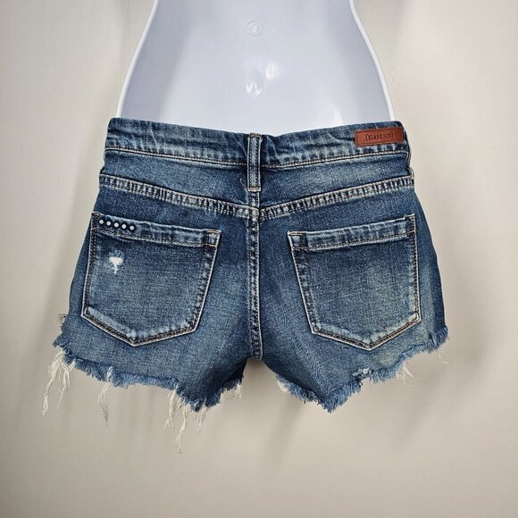Blank NYC Distressed Frayed Denim Cutoff Shorts Little Queenie Blue Size 25 - Picture 2 of 11